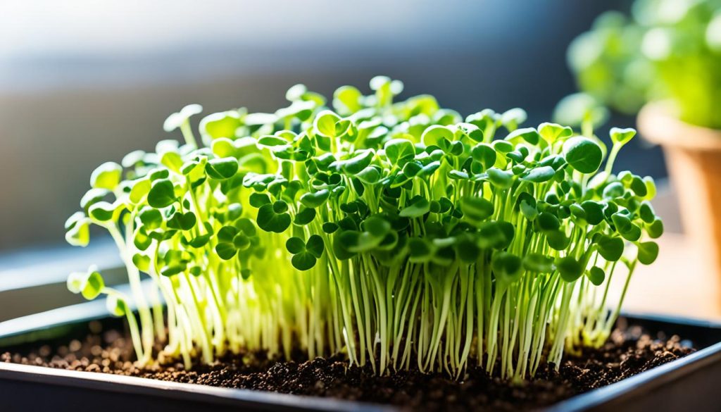 Growing lush broccoli microgreens