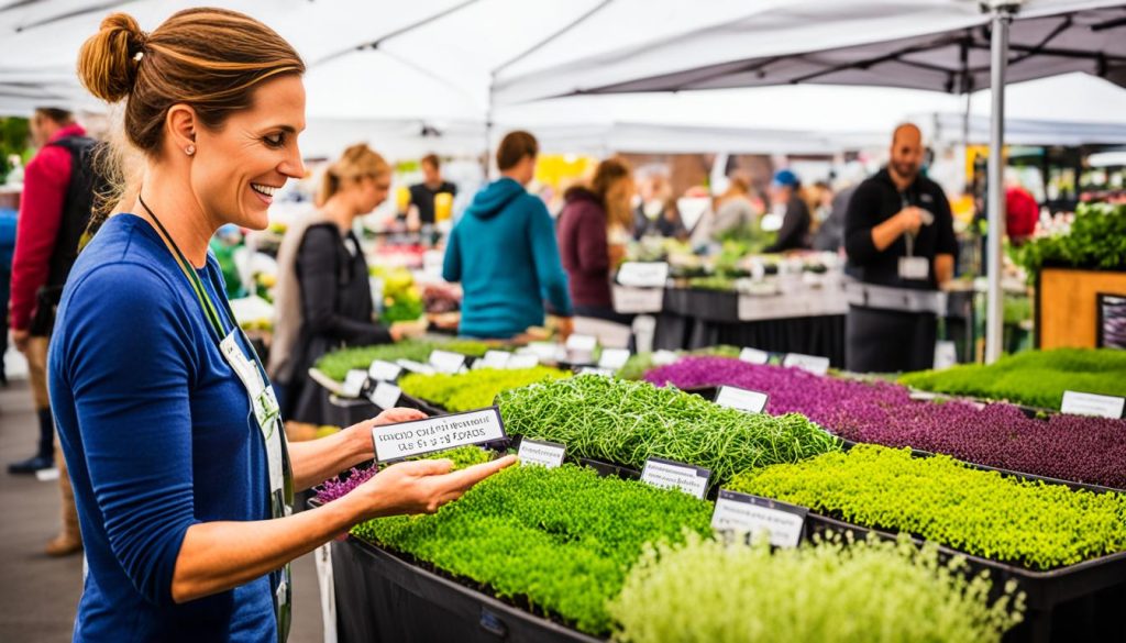 Local farmers' market with microgreens