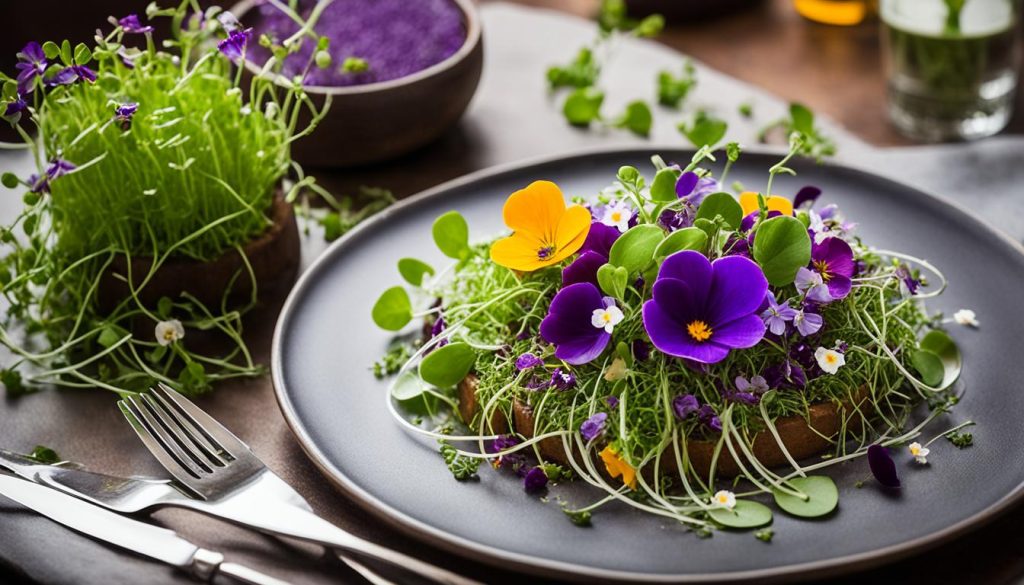 microgreens on a fine dining plate